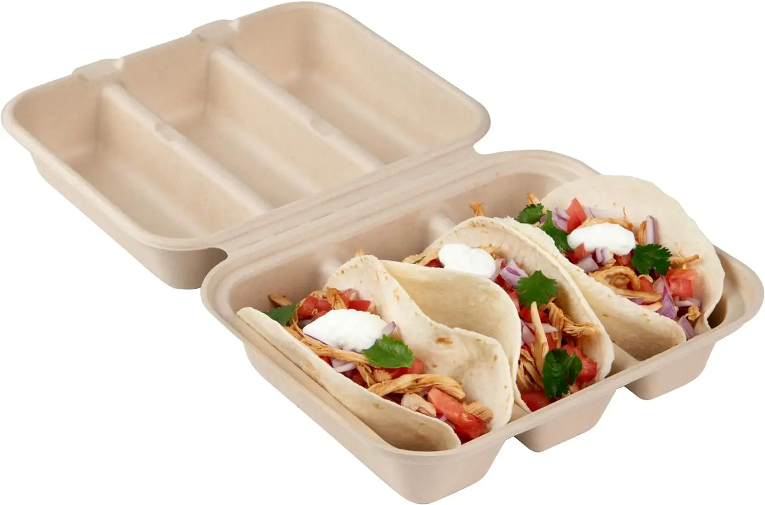 PT PACK Sugarcane Clamshell Box Takeout Food Packaging Bagasse Taco Box ...