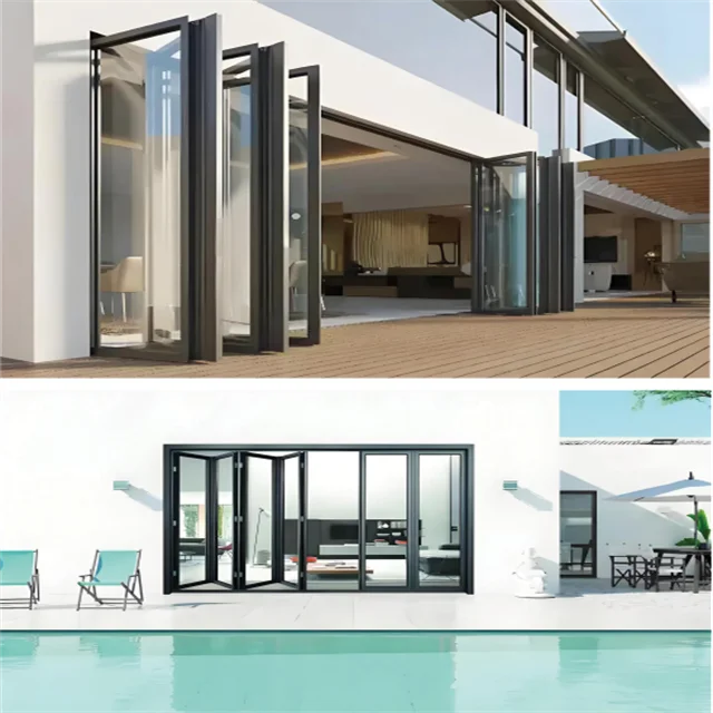 All-aluminum Folding Glass Doors, Available in Manual or Electric Operation,Featuring a Wide Viewing Area and Ultra-narrow Frame