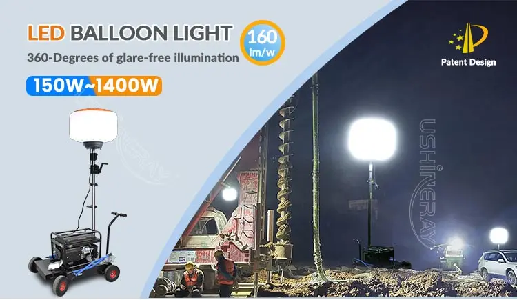 Portable LED Balloon Light Tower with 5000K Color Temperature 165000lm Luminous Flux and 50000hrs Lifespan