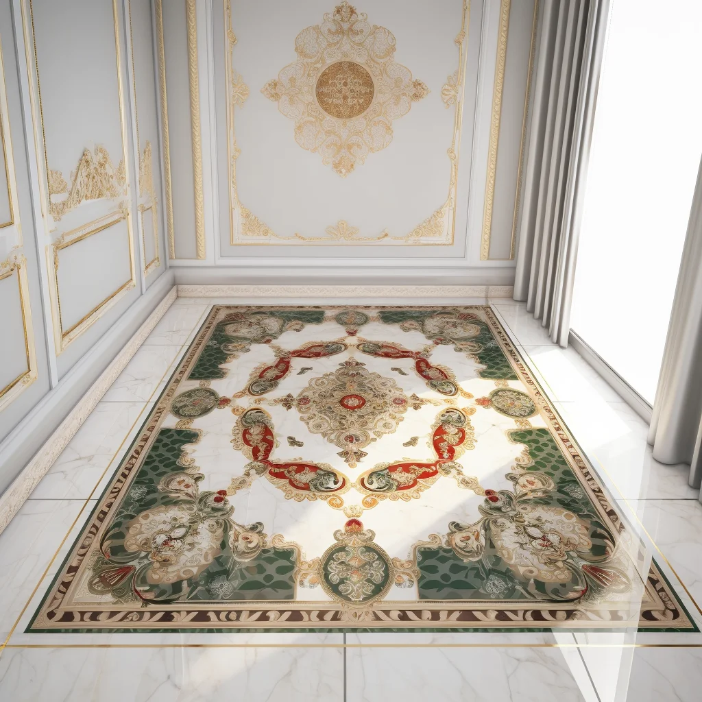 OEM 1200x1800mm Golden Porcelain Polished Decorative Carpet 3d Tiles Crystal flower carpet porcelain 3d floor tiles factory