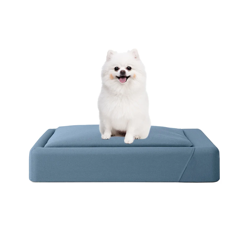 Custom made rectangle soft foldable cotton medium memory foam orthopedic cat pet couch dog sofa bed with removable cover