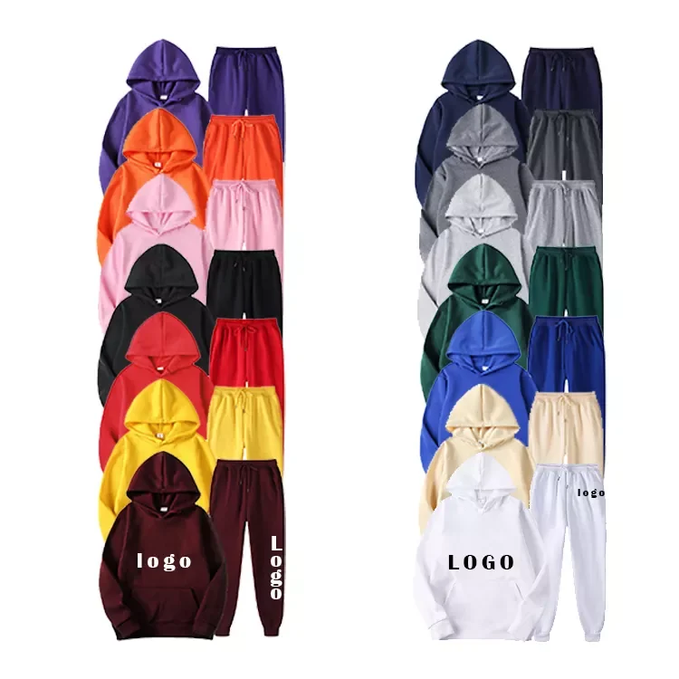 Wholesale Plain Sublimation Blank Sweatpants And Hoodie Set Unisex Sweatsuits Hoodies Custom 5823