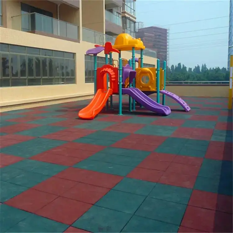 Outdoor Playground Rubber Tile Floor Mat With High Elasticity And Good