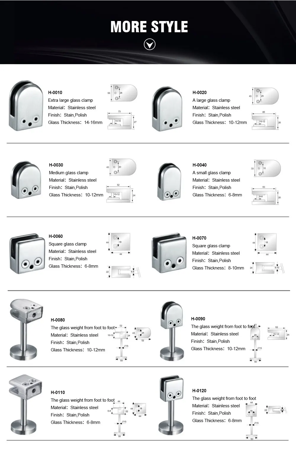 Sanding Brushed 316 Stainless Steel Frameless Outdoor Glass Clip D ...