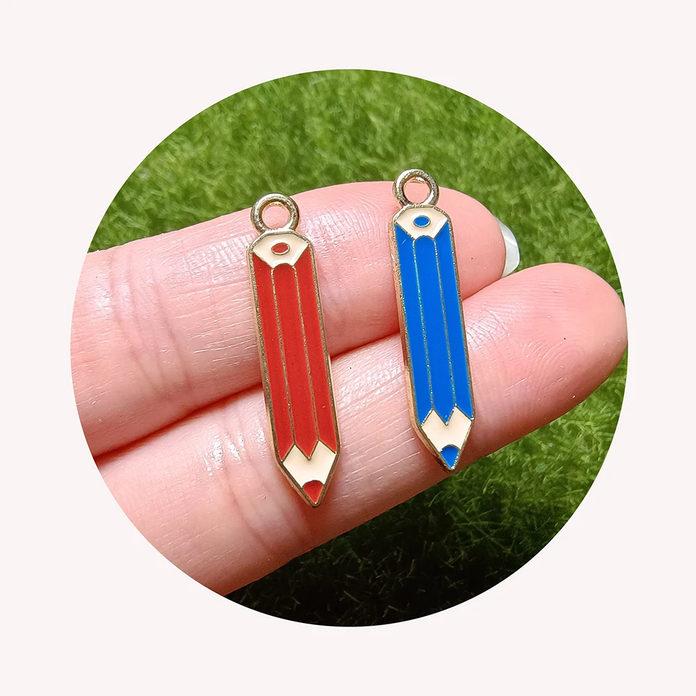 100pcs Enamel School Student Pen Pencil Charm for Jewelry Making Earring  Bracelet Necklace Pendants Accessories Diy Craft