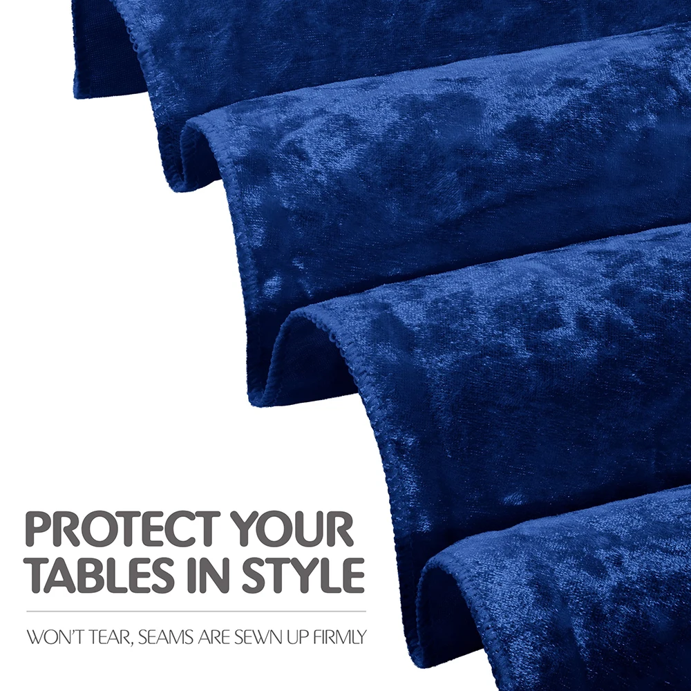 Beauty Shimmer Table Cloth 60 X 120 Inch Royal Blue Velvet Crushed Rectangular Tablecloth