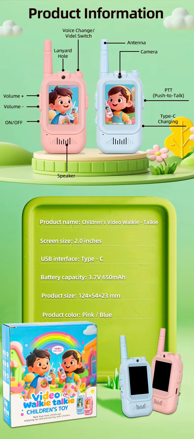 Nouveaut&eacute;&nbsp;: Talkie-walkie vid&eacute;o pour enfants, port&eacute;e de 457&nbsp;m (1&nbsp;500&nbsp;pi), id&eacute;al pour les enfants de 3 &agrave; 12&nbsp;ans. Parfait pour No&euml;l, un anniversaire ou toute autre occasion.