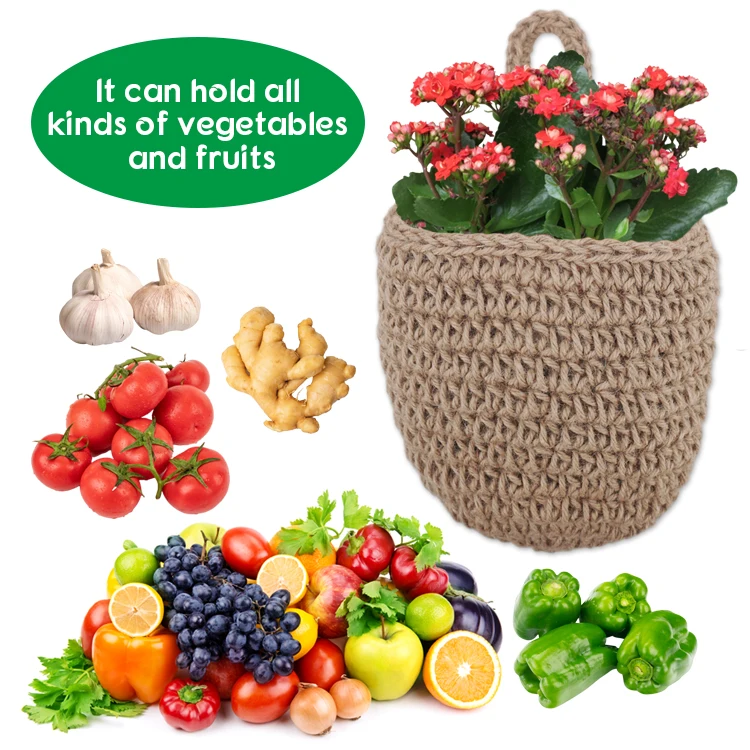 Jute Hanging Basket For Pantry,Potato And Onion Hanging Wall Baskets