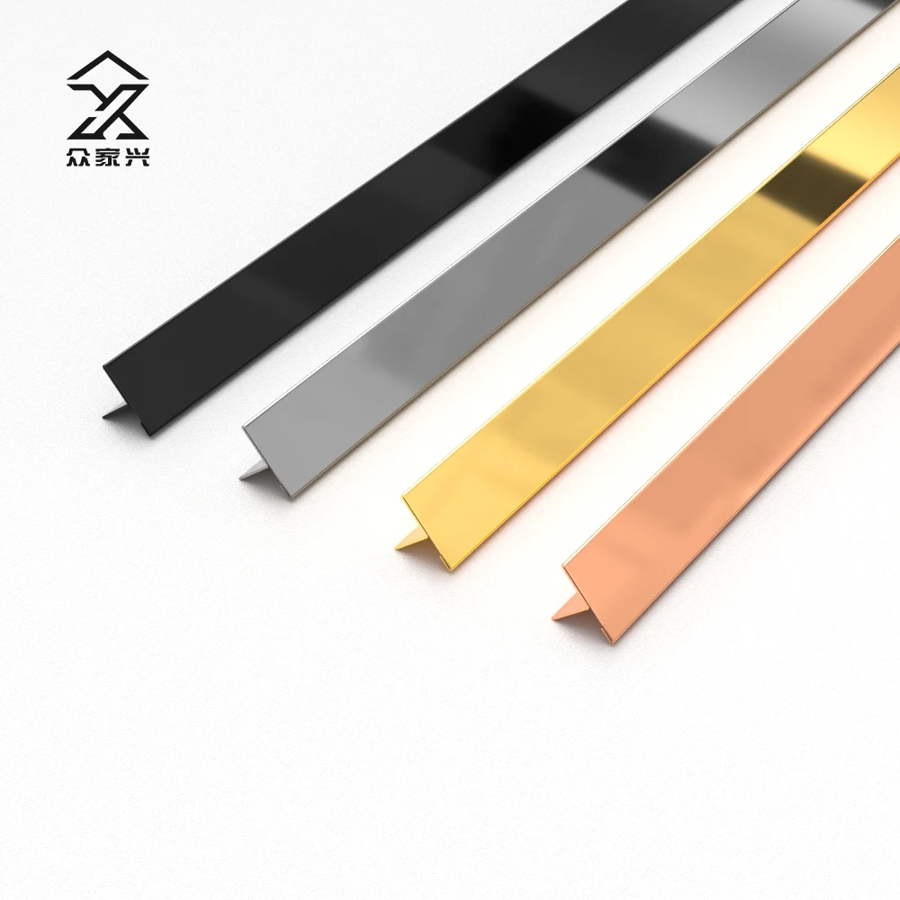 Free Sample Flooring Transition Strips Stainless Steel Decorative T Shape Metal Tile Trim supplier