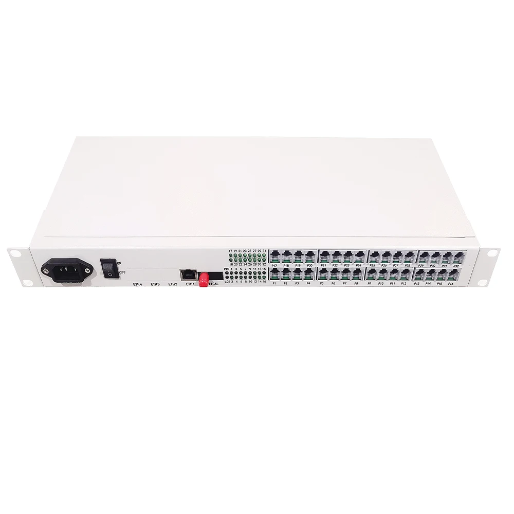 PCM multiplexer 32 channel telephone mux + 1 Ethernet over fiber with rj11