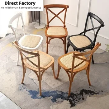 Commercial Outdoor Stackable Solid Wood X Wishbone Cross Back Dining Restaurant Wooden Hotel Stacking Wedding Banquet Chair