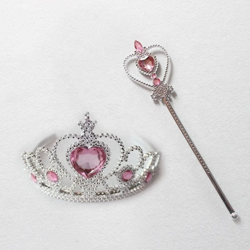 Set Corona E Bacchetta Elsa Frozen Kuzhi – Tiara Con Cristallo Blu A Cuore E Scettro, Per Bambine (2+ Anni)