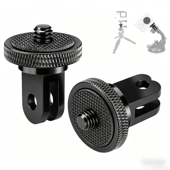 2 Pieces 1/4"-20 Inch Aluminium Adapter Tripod Mount Go Pro Insta360 Action Cameras for SJCAM SJ4000 for Xiaoyi detail image