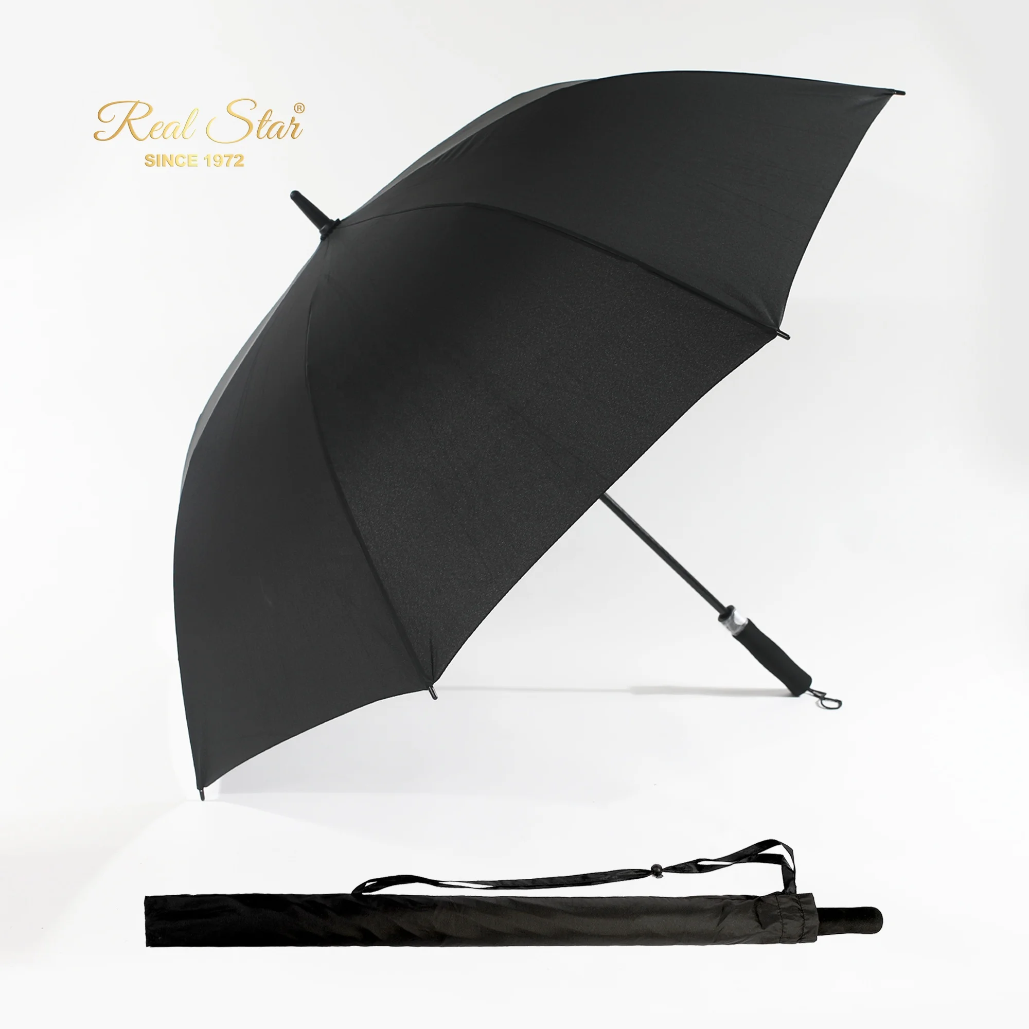 Rst Eva Handle Auto Open Black Golf Umbrella For Promotion Logo ...