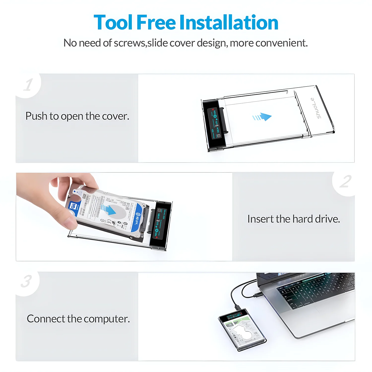 HDD Case to Type c Hard Drive Enclosure for SSD HDD Box USB C  Gen Case HDD Enclosure Monitoring Hard Disk Health