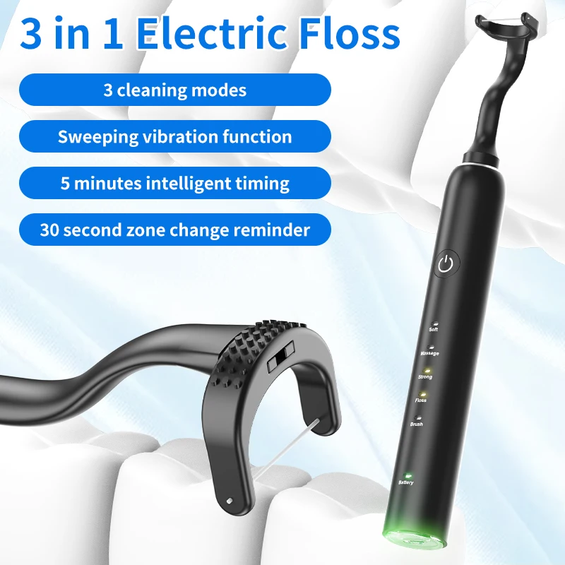 Private Label Electric Floss Cleaner Deep Cleaning Portable Dental Flosser Smart Rechargeable Electric Vibrating Flosser