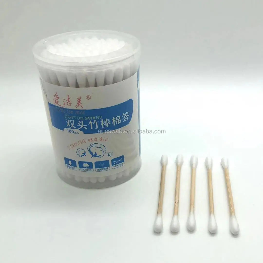 Одноразовые двойные круглые бамбуковые палочки, ватные палочки