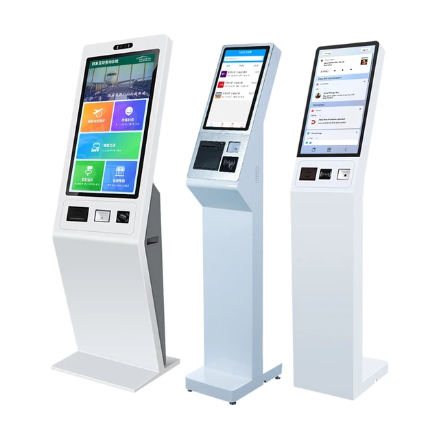 White Slanted 15 15.6 21 21.5 32 Inch Android Linux Touchscreen Self Ordering Pos Terminal Self-service Payment Digital Kiosk