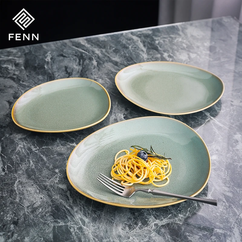 product fenn ceramic porcelain glaze color irregular dinner set tableware set hospitality ware for different style hotel924-61