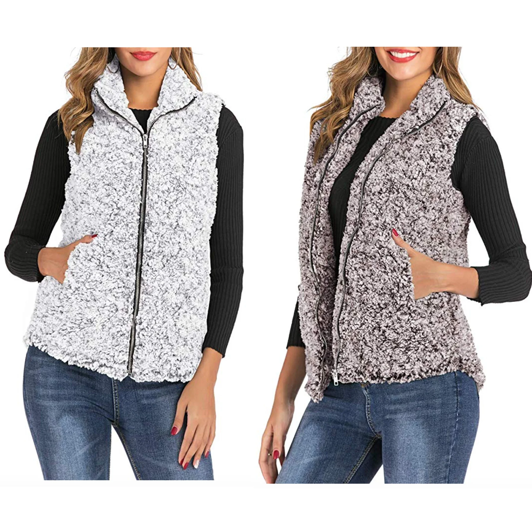 women's sherpa vest with hood