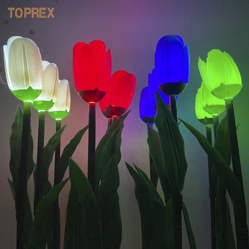 TOPREX LED Artificial PU Tulip Lights Plug-In Garden Decoration Lighting for Weddings Mother's Day New Year Parties