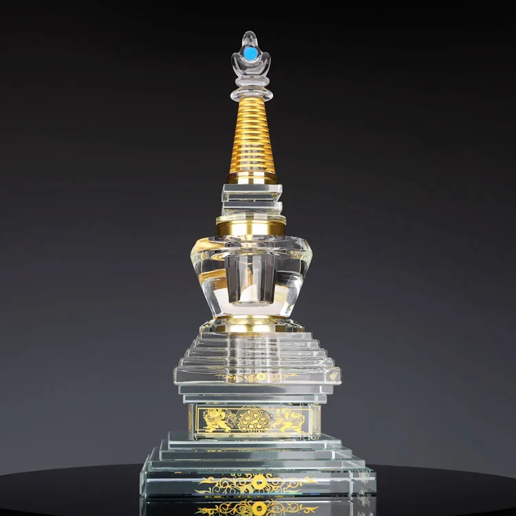 Wholesale Customize Figurane Temple Tower Quartz Large Glass Crystal Towers details