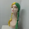 Yellow and green double braids