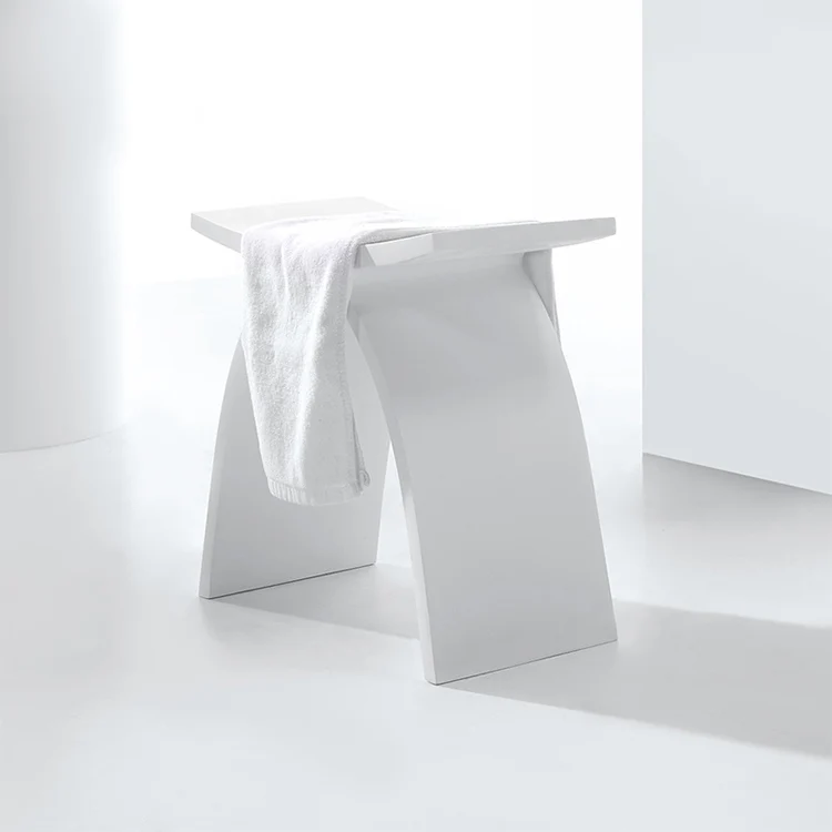 Custom Design Shower Stool Artificial Stone Acrylic Solid Surface Bathroom Stool