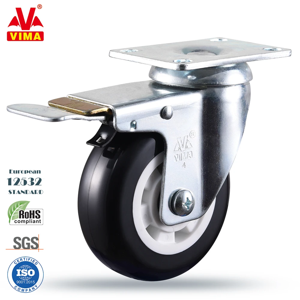 Heavy Duty Plate Caster Wheels 4" Pu,Premium Polyurethane Double Ball