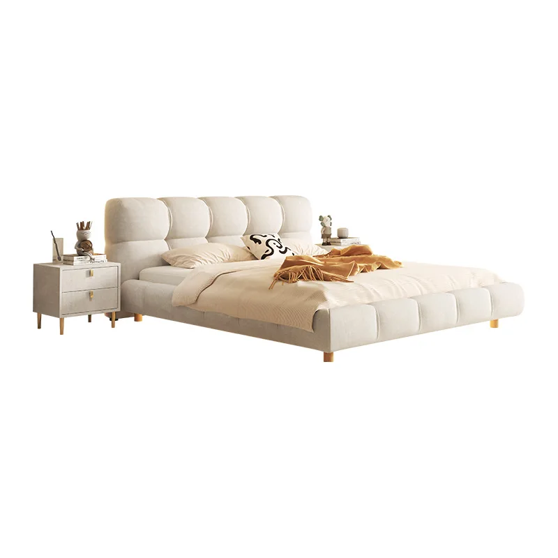 Italian Type Simple Design Model Bed for Bedroom Furniture Suspended Bed With LED Light king Size Double Bed Frame