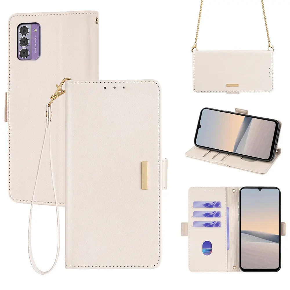 Customized Design PU Leather Mobile Phone Case with Hand Straps Luxury Wallet Shockproof Cover For Nokia C300 Laudtec