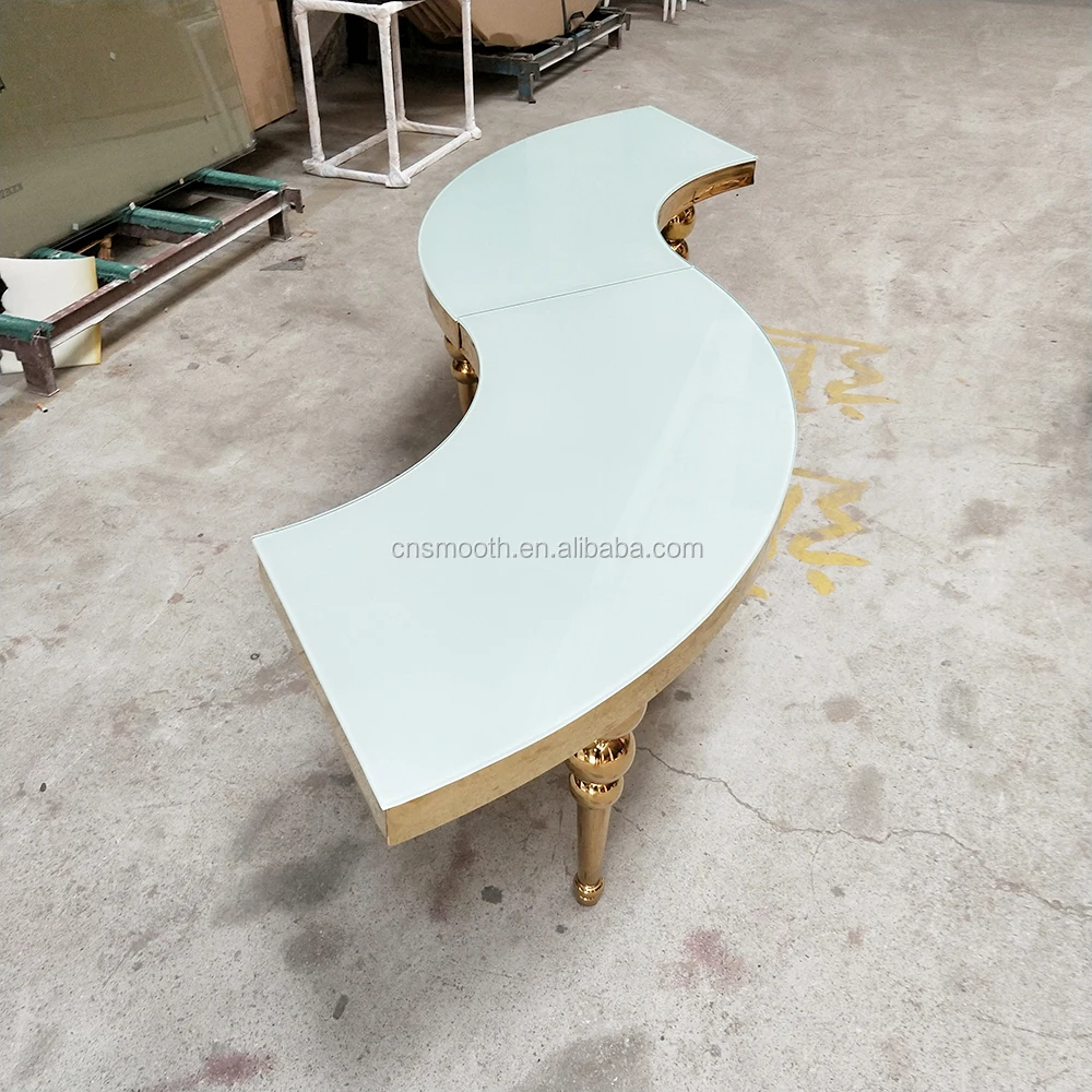 Luxury Golden Moon Table Half Round Stainless Steel Wedding Dining Table for Events