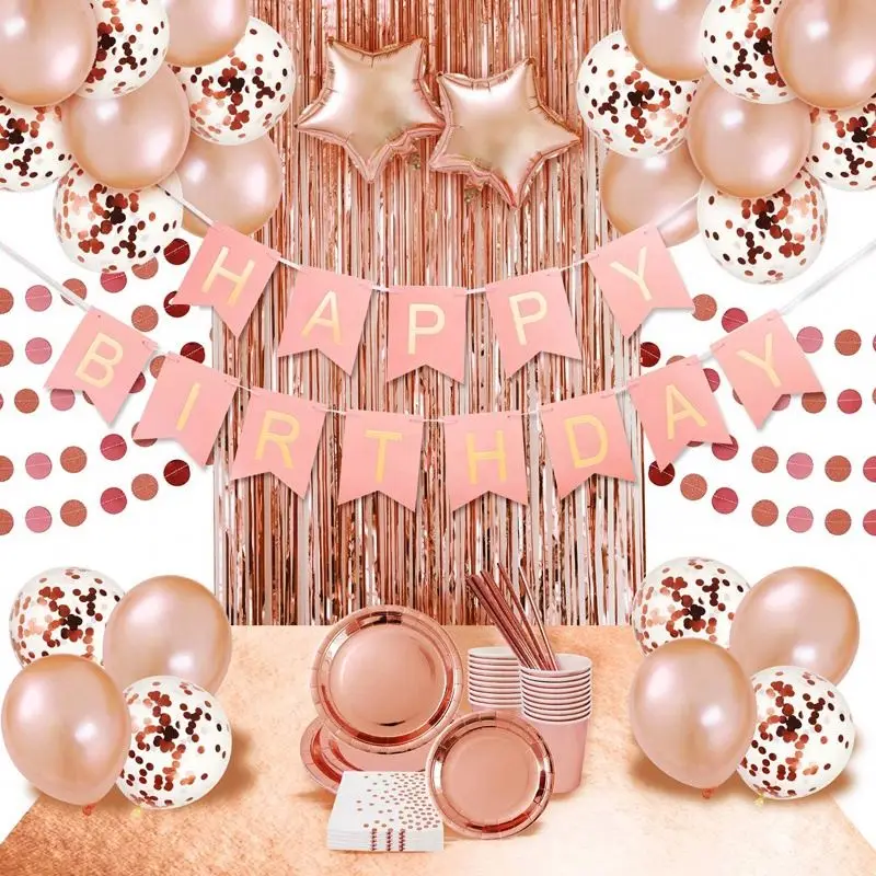 Ghirlanda Compleanno Oro Rosa - Decorazione Fai Da Te Per Feste, 5m Di Corda - Foto 11