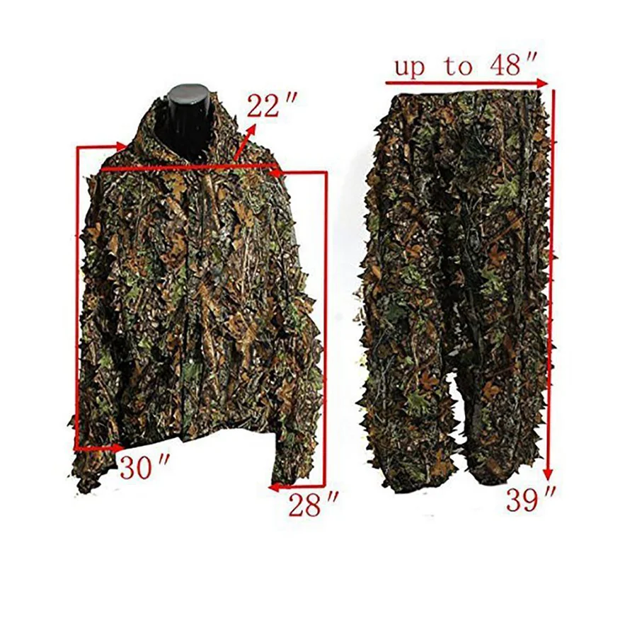 3D Green Leaf Gili Set Light and Breathable Outdoor Woodland Camouflage Suit Jungle Camouflage Wildlife Photography