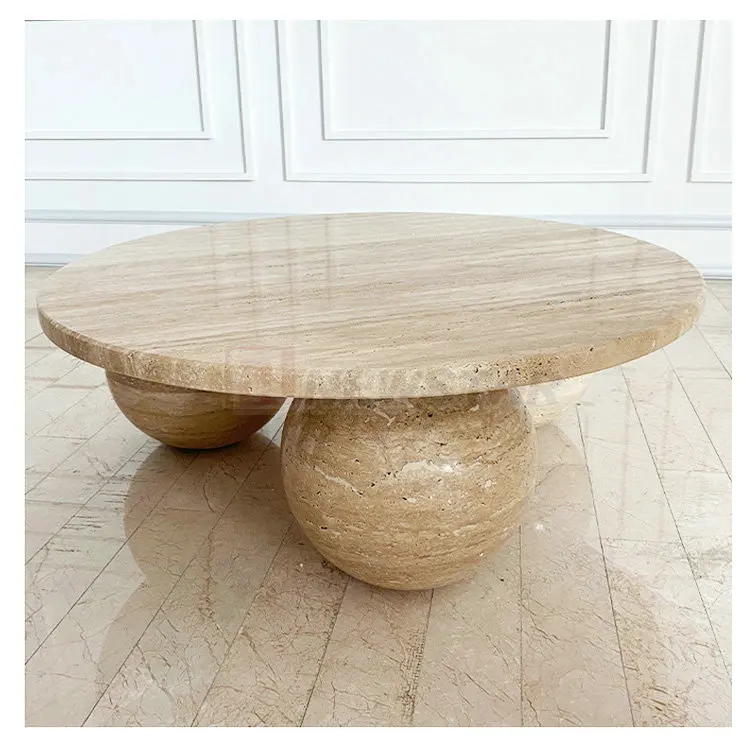 Real Stone Hot Design 2022 Customized Modern Marble Travertine Stone Coffee Table Round Luxury Living Room Sets Furniture Luxury