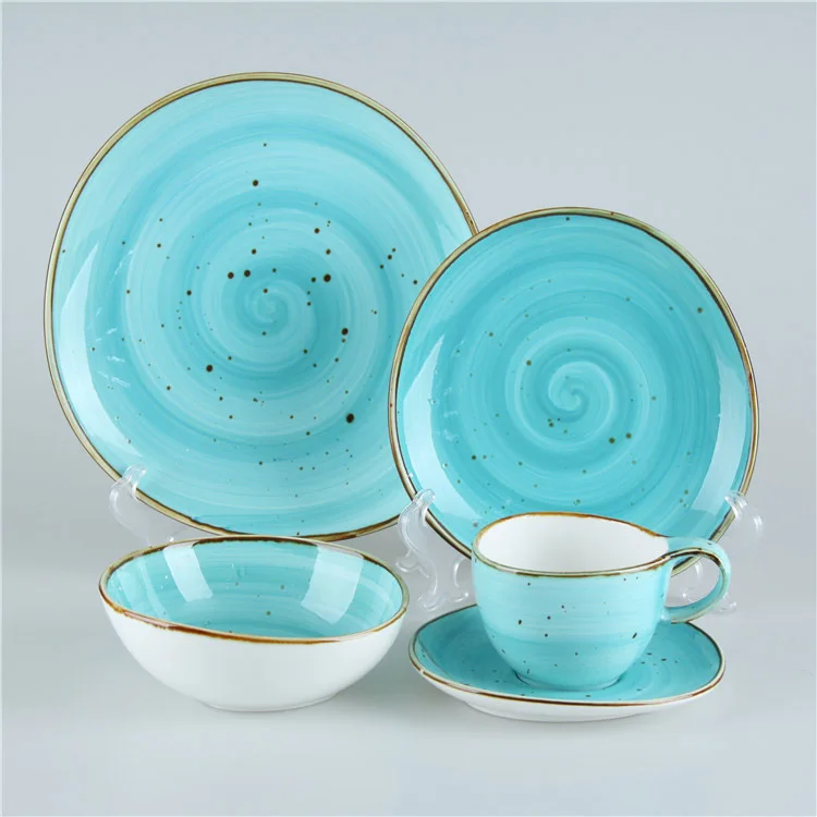 Vintage China Bowls, Turquoise #4,8,14,15 on label set of 6, with big spoon# 1 2024