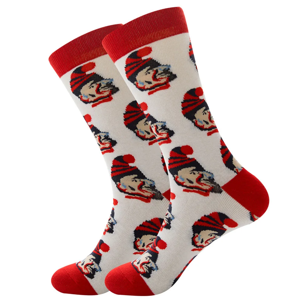 High Quality Custom Crew Cotton Jacquard Socks Breathable Colorful Man