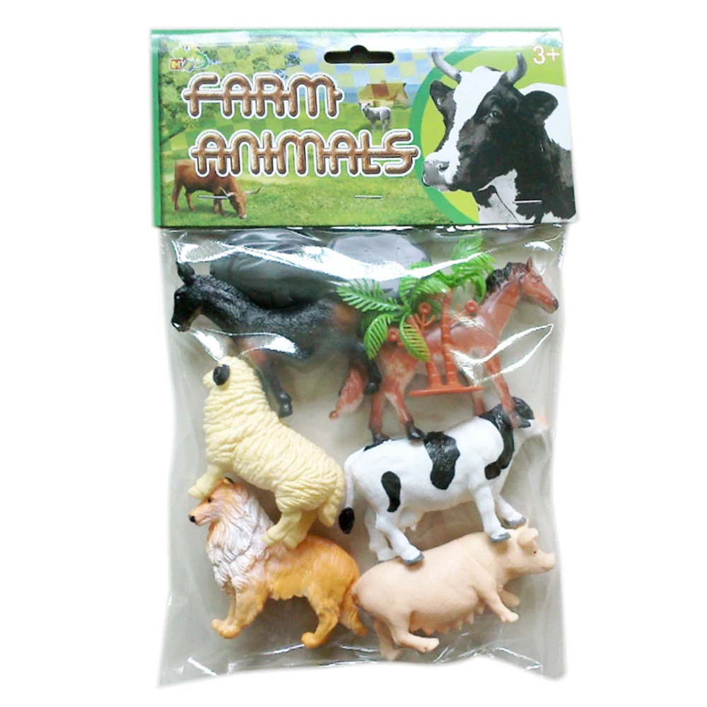 Large Farm Animals Plastic Figures Sheep Cow Horse Dog Pig Model Playset Toys 