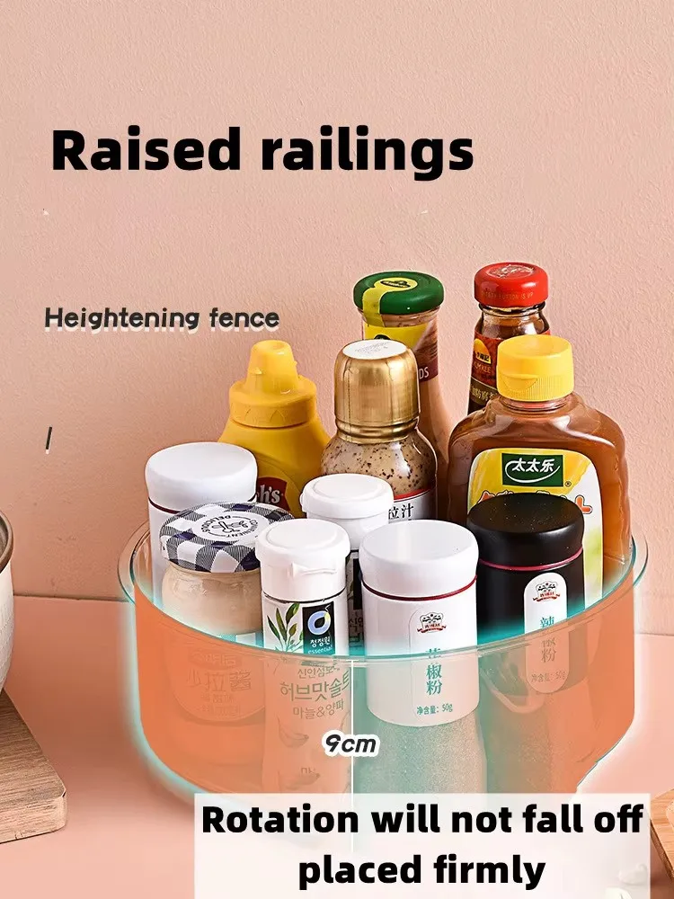 Transparent Plastic Revolving Spice Rack with Countertop Makeup Storage Jars Rotating Spice Bottle Organizer Storage Bins Boxes details