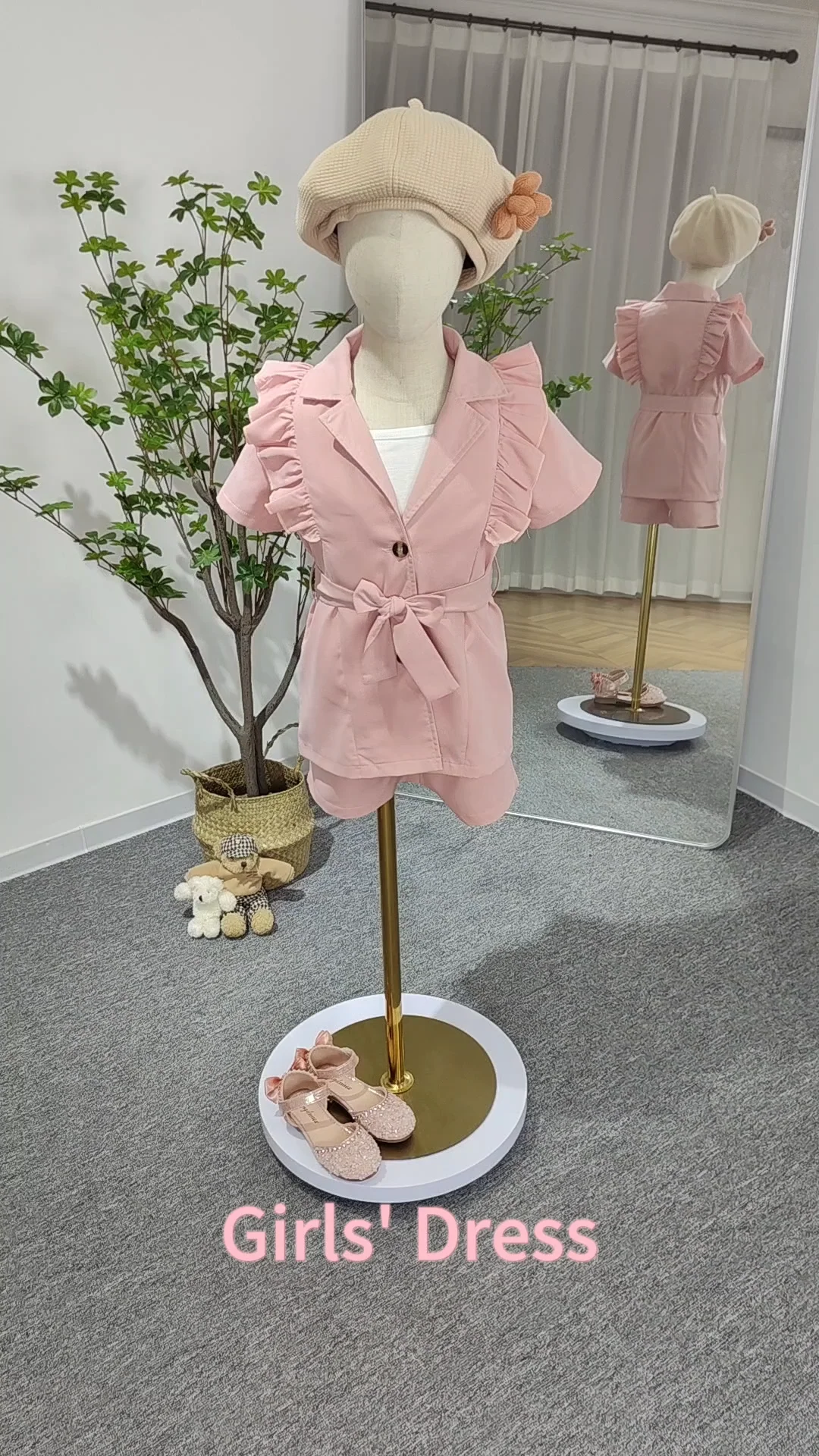 4-7T Baby Girl Clothing Set Long-sleeved Jacket Flower Mesh Skirt