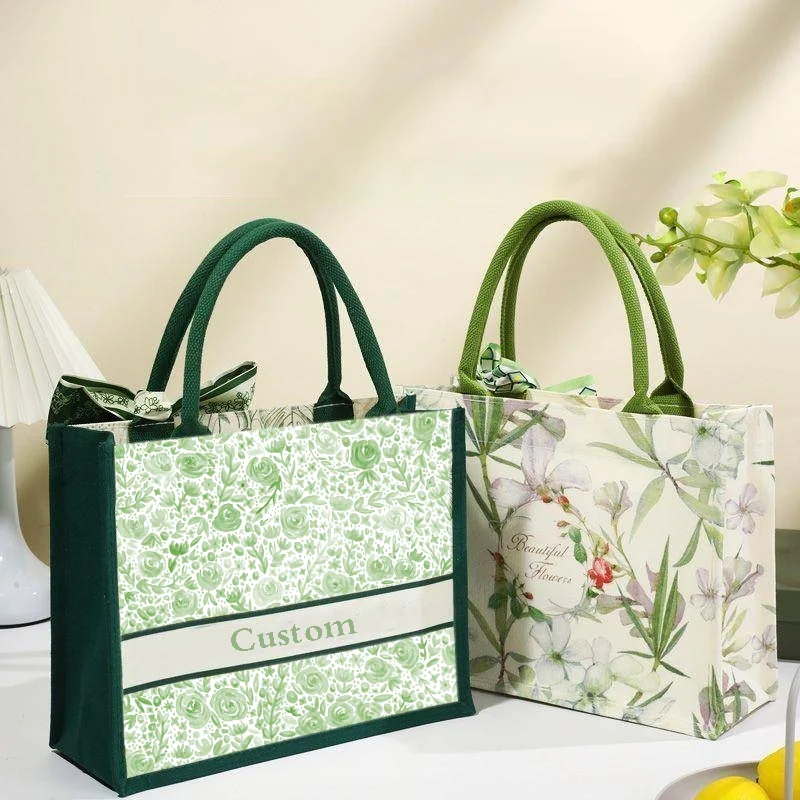 Factory Reusable Wholesale Accompaniment Bags Vintage Floral Concealed Buckle Gift Custom Canvas Tote Bags