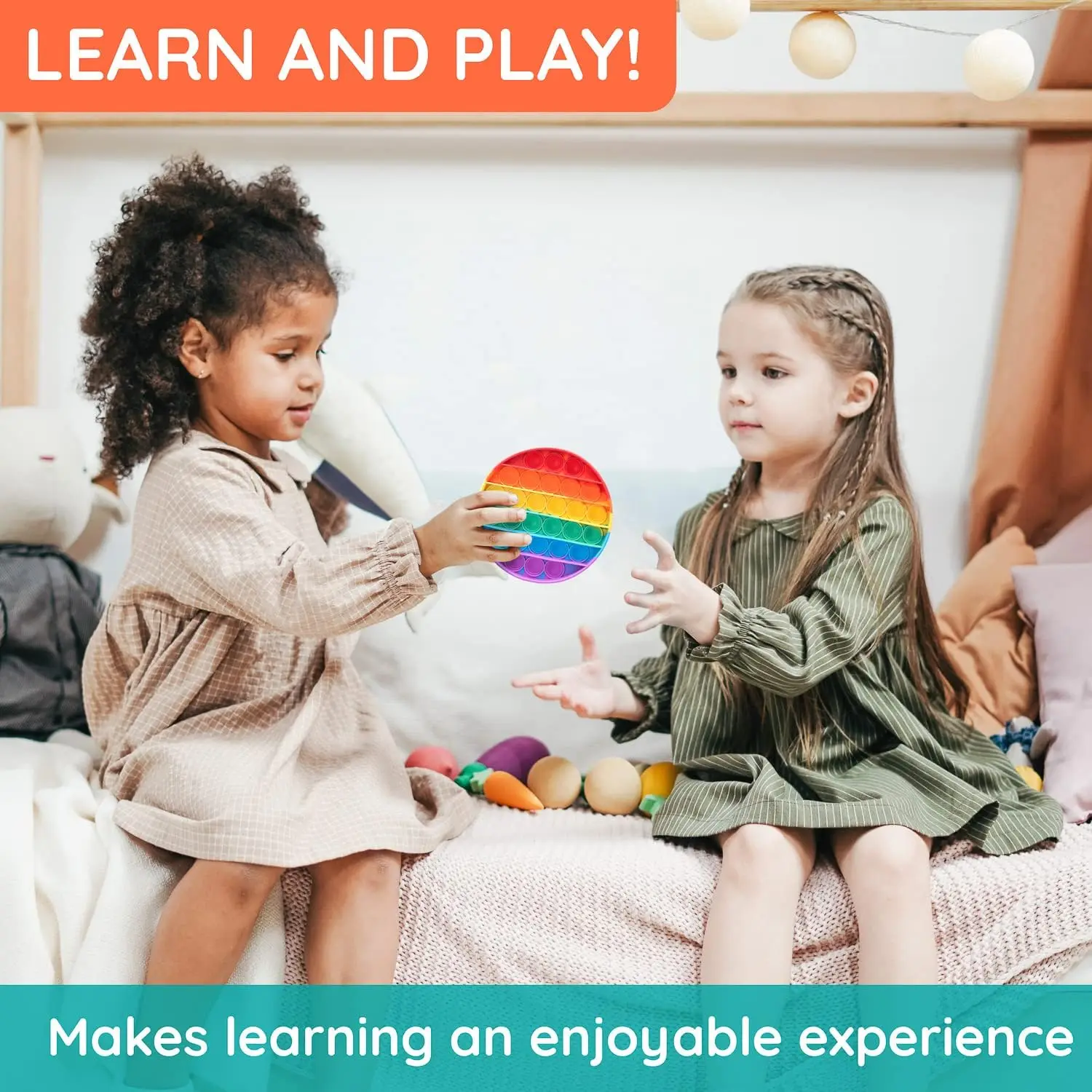 Alphabet Pop It Rainbow Fidget Toy for Sensory Learning