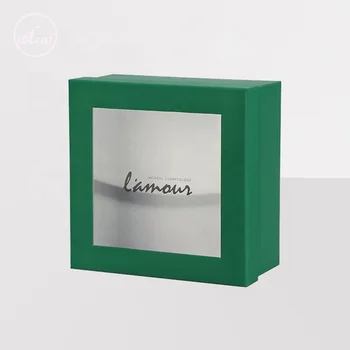 Transparent ramadan eid mubarak gift box paper box with transparent window candle top and base box