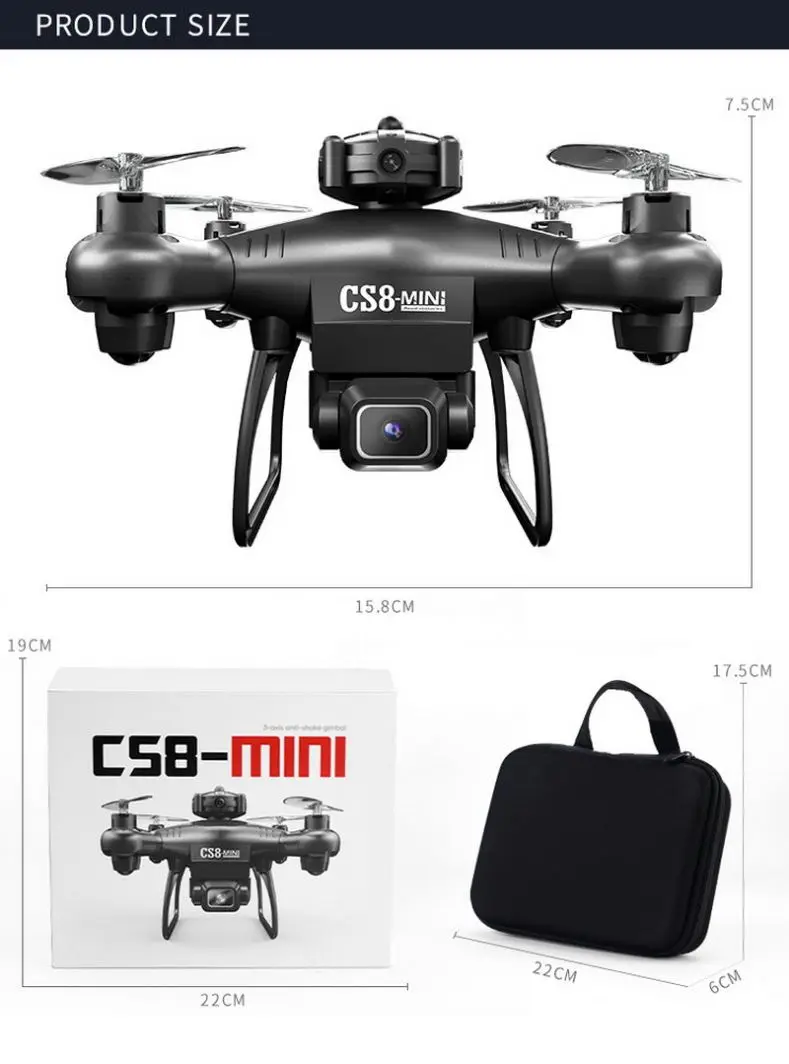 Flyxinsim CS8 Mini Elf Drone with 4k HD Camera Video and Gps Profesional  Obstacle Avoidance 360 Adjustable ESC RC Drones Toys