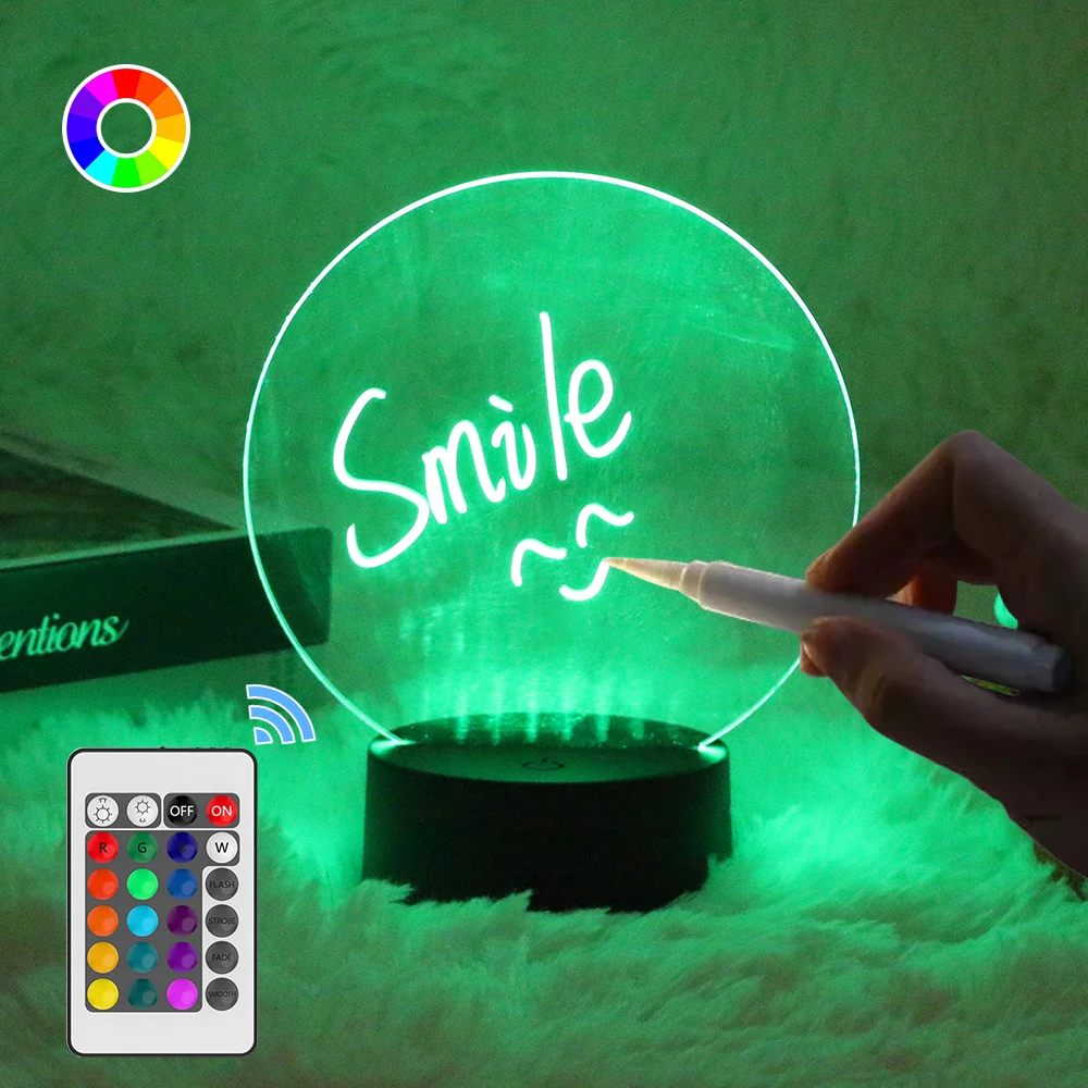 product 16 colors night light base erasable writing board creative night light diy rgb led message acrylic writing board light-41