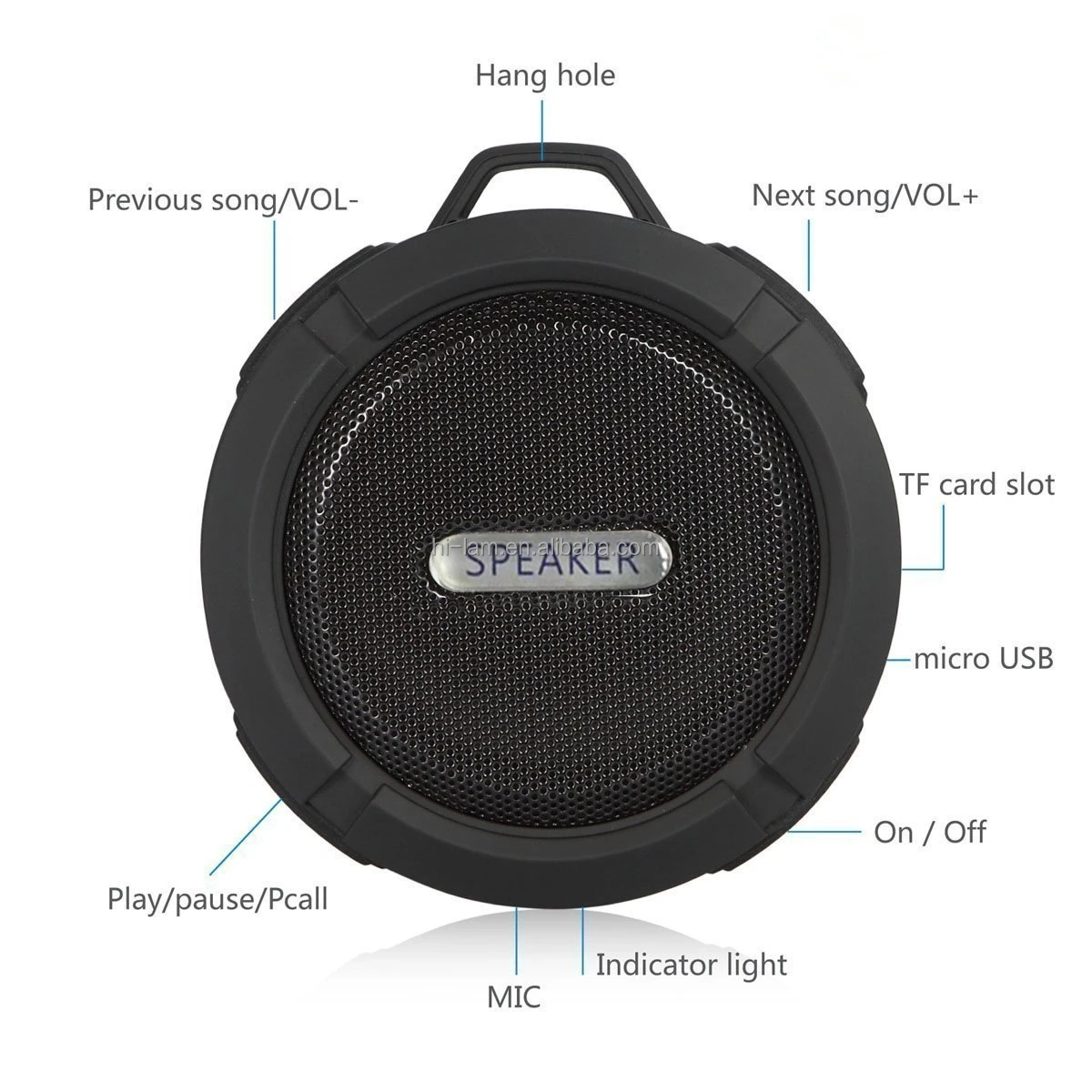 Waterproof Mini Plastic Portable Wireless Speaker With Calls Hand free For Showers Bathroom Poor Car Beach & Outdoor use - ANKUX.COM
