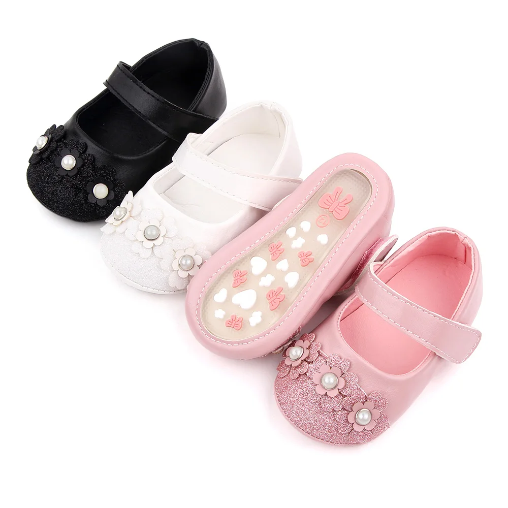 Bling baby princess shoes beauty flowers TPR soled non-slip baby shoes for girls toddler shoes supplier