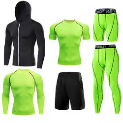 Compression 7 Pieces Sets High Quality Men Quick Dry  Polyester Sports Track Suit Training Sportswear Sports Suit