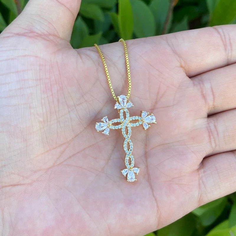Mycitta CZ Pendant Necklace For Women - 14K Gold Plated, Tree Of Life/Cross Teardrop, Gift For Wedding/Birthday - View #7