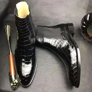 Goodyear Stylish Boots for Men Luxury Genuine Crocodile Leather Boots Men Top Quality Alligator Breathable Chelsea Boots Men